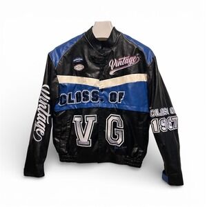 Vamtac Class Of 1987 Racing Jacket Black Blue White Letterman Men/Women Size XS